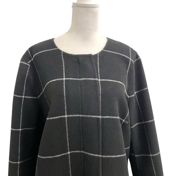 TALBOTS Wool Blend Plaid Windowpane Full Zip Jacket Coat Topper size Large - Picture 4 of 10